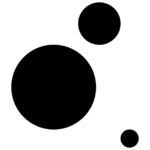 Three scattered dots of different sizes. AgedCare brand dots.