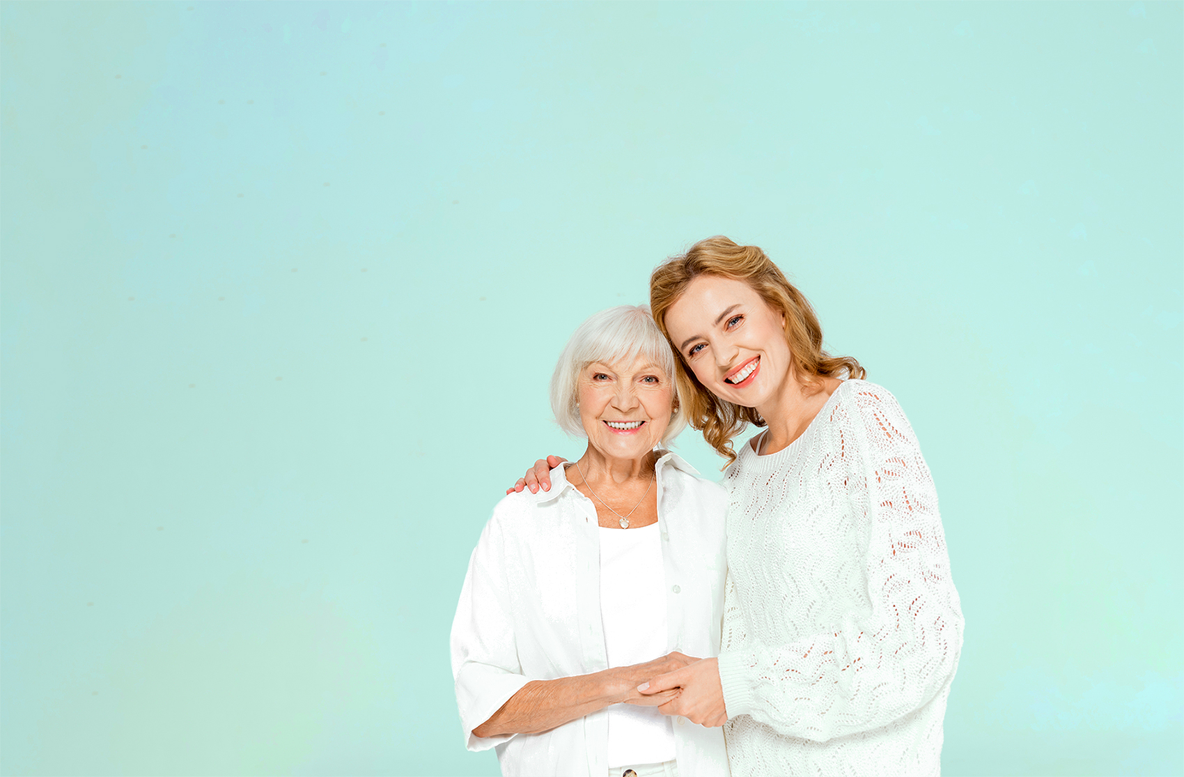 Happy grandmother with her granddaughter holding hands