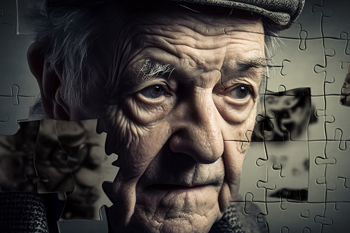 Old man with dementia and fading memories